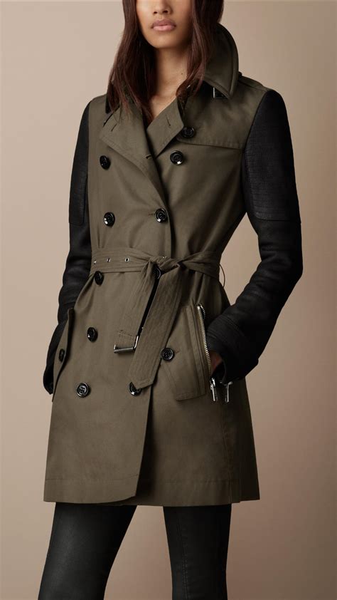 burberry trench coat with leather straps|burberry trench coat leather sleeves.